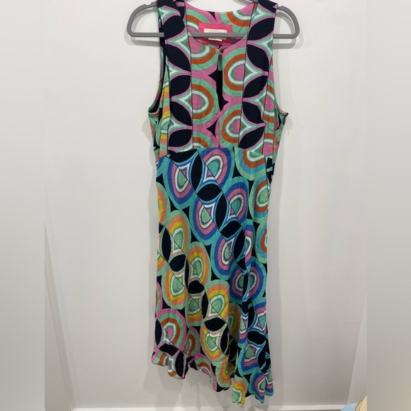 Anthropologie Kenzie Midi Dress Size L Multicolor Asymmetrical Hem Beautiful - Picture 1 of 9